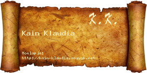 Kain Klaudia névjegykártya